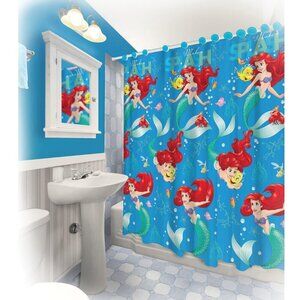 Ariel Little Mermaid Shower Curtain and Hooks Set